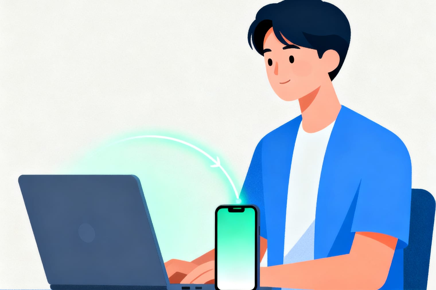 台灣上班族坐在辦公桌前，面前筆電與手機並列