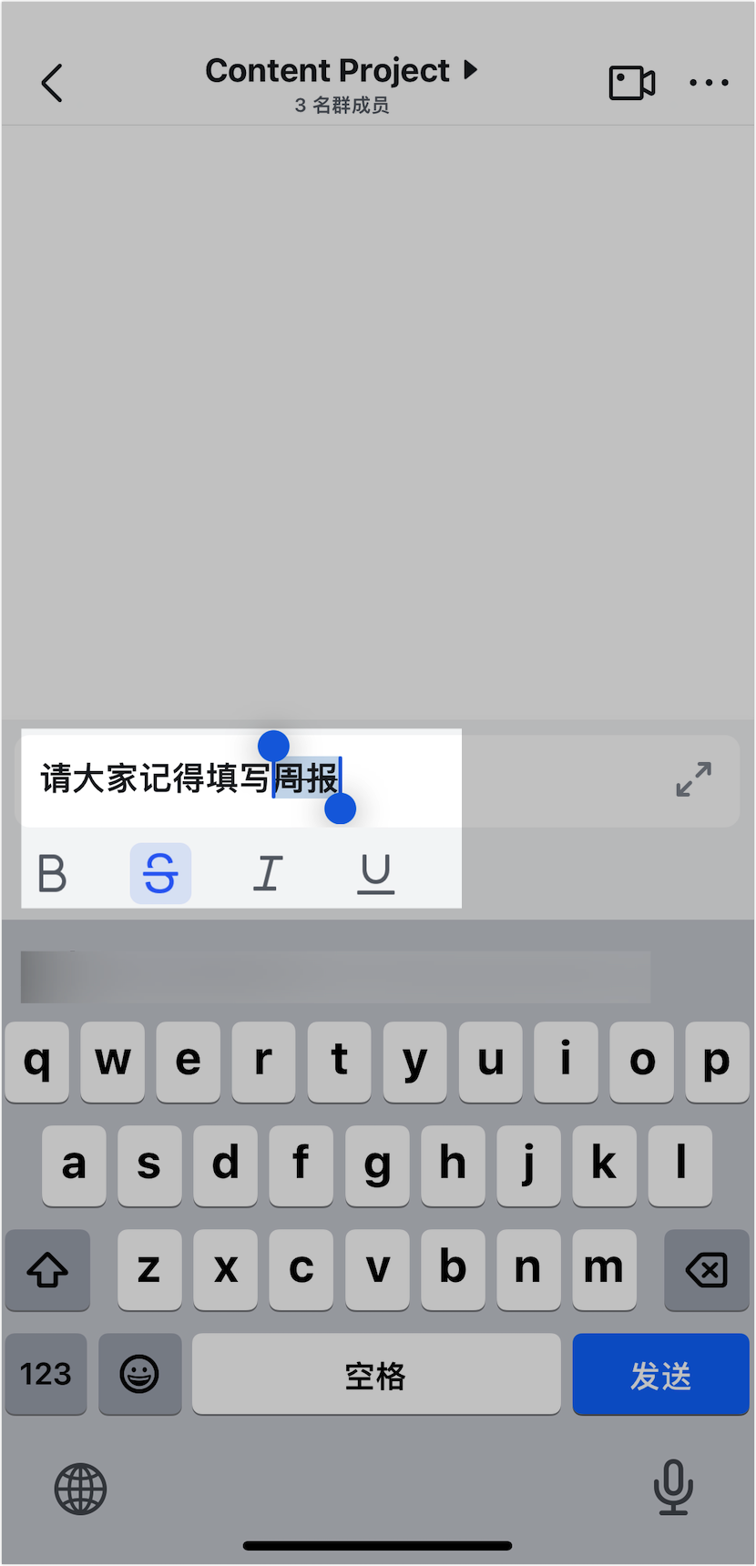 Lark 行動端訊息格式工具列畫面