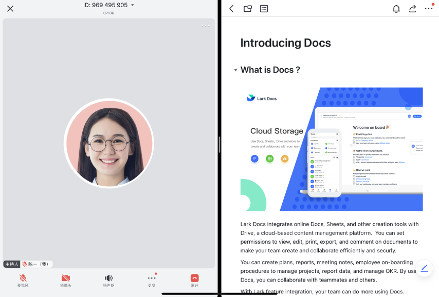 lark-video-meeting-ipad-highlights - 補充操作畫面
